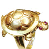 Large 14K Articulating Turtle Ring with Ruby Eyes