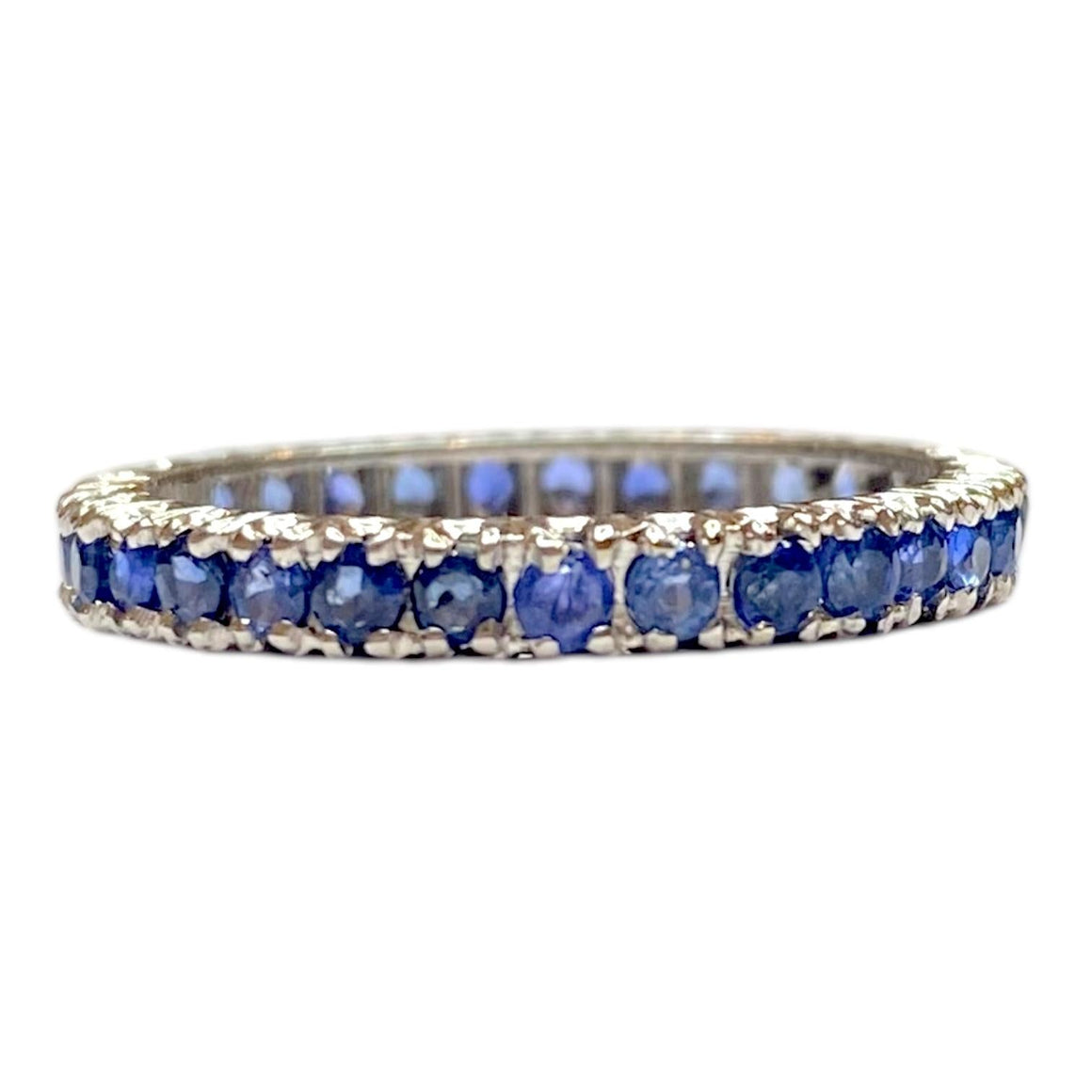 14K White Gold Sapphire Eternity Band Ring Size 7