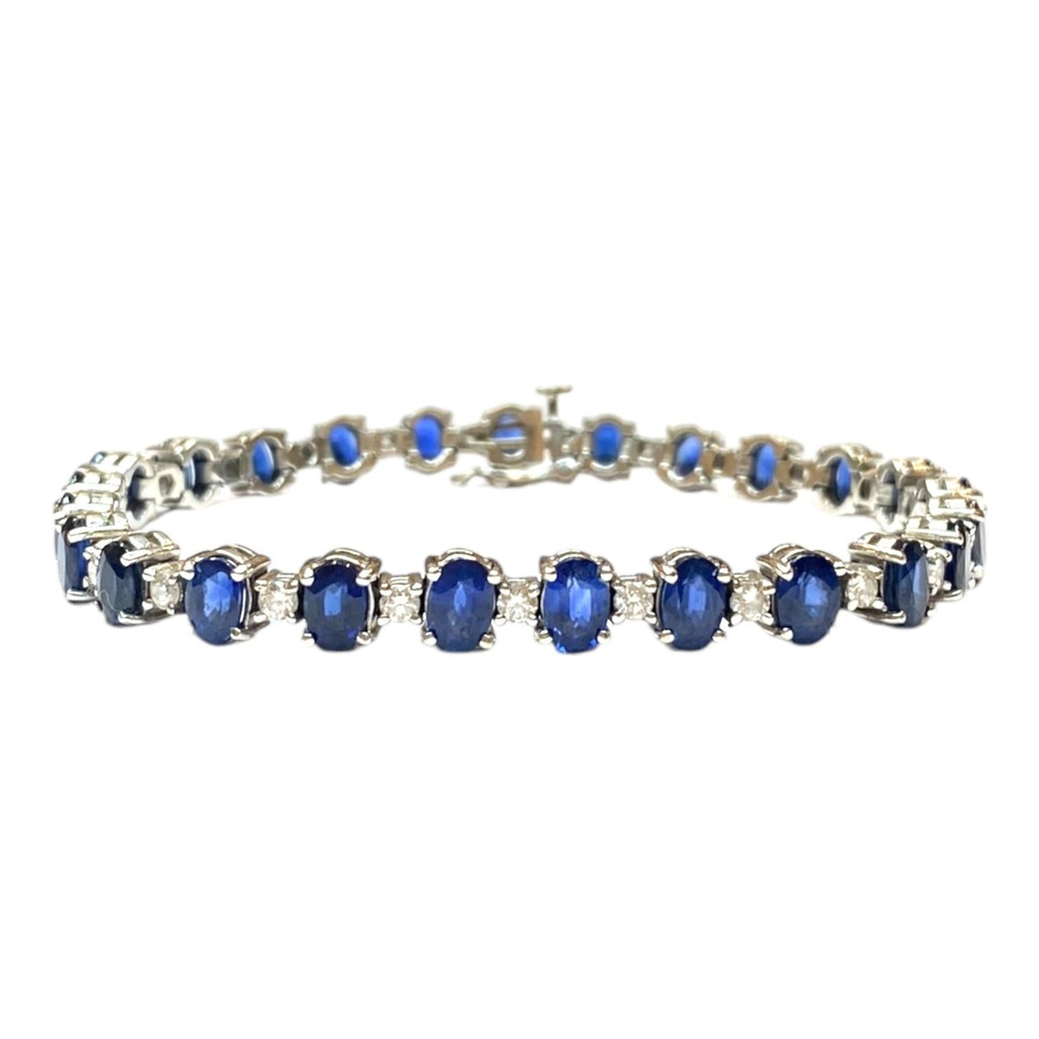 14K White Gold Sapphire & Diamond Tennis Bracelet