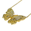 Vintage 18K Yellow Gold Pave Diamond Butterfly Necklace