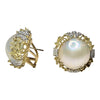 Vintage 18K Cultured Mabe Pearl & Diamond Earrings