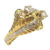 Vintage 18K Foliate Design Crossover Diamond Ring