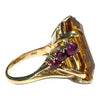 Large Retro 14K Citrine & Ruby Ring