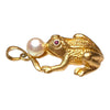 Vintage 14K Ruby & Pearl Frog Pendant