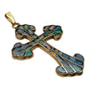 Vintage 14K Gold Inlay Opal Cross Pendant