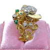 Vintage 18K Yellow Gold Emerald and Diamond Bee Ring