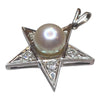 Vintage 18K White Gold Pearl & Diamond Star Pendant