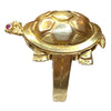 Large 14K Articulating Turtle Ring with Ruby Eyes