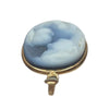 14K Gold Mother and Child Blue Agate Cameo Pendant