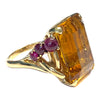 Large Retro 14K Citrine & Ruby Ring