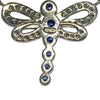 Vintage 14K Sapphire & Diamond Dragonfly Necklace