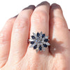 Vintage 14K White Gold GIA Certified Diamond & Sapphire Ring