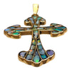 Vintage 14K Gold Inlay Opal Cross Pendant