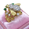 Vintage 18K Yellow Gold Emerald and Diamond Bee Ring