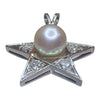 Vintage 18K White Gold Pearl & Diamond Star Pendant