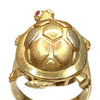 Large 14K Articulating Turtle Ring with Ruby Eyes