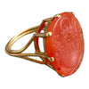 Vintage 18K Carnelian Crest Intaglio Seal Ring