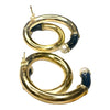 Vintage 14K Gold Pearl & Enamel Swirl Earrings