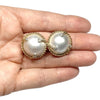 Vintage 14K Mabe Pearl & Diamond Earrings