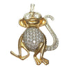 Large 14K Gold and Diamond Monkey Pendant