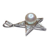 Vintage 18K White Gold Pearl & Diamond Star Pendant