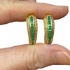 18K Gold Emerald & Diamond Hoop Earrings