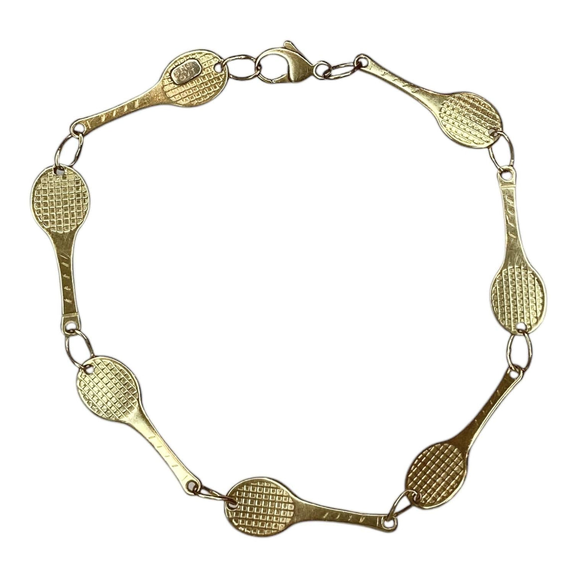 Vintage 14K Yellow Gold Tennis Racket Bracelet