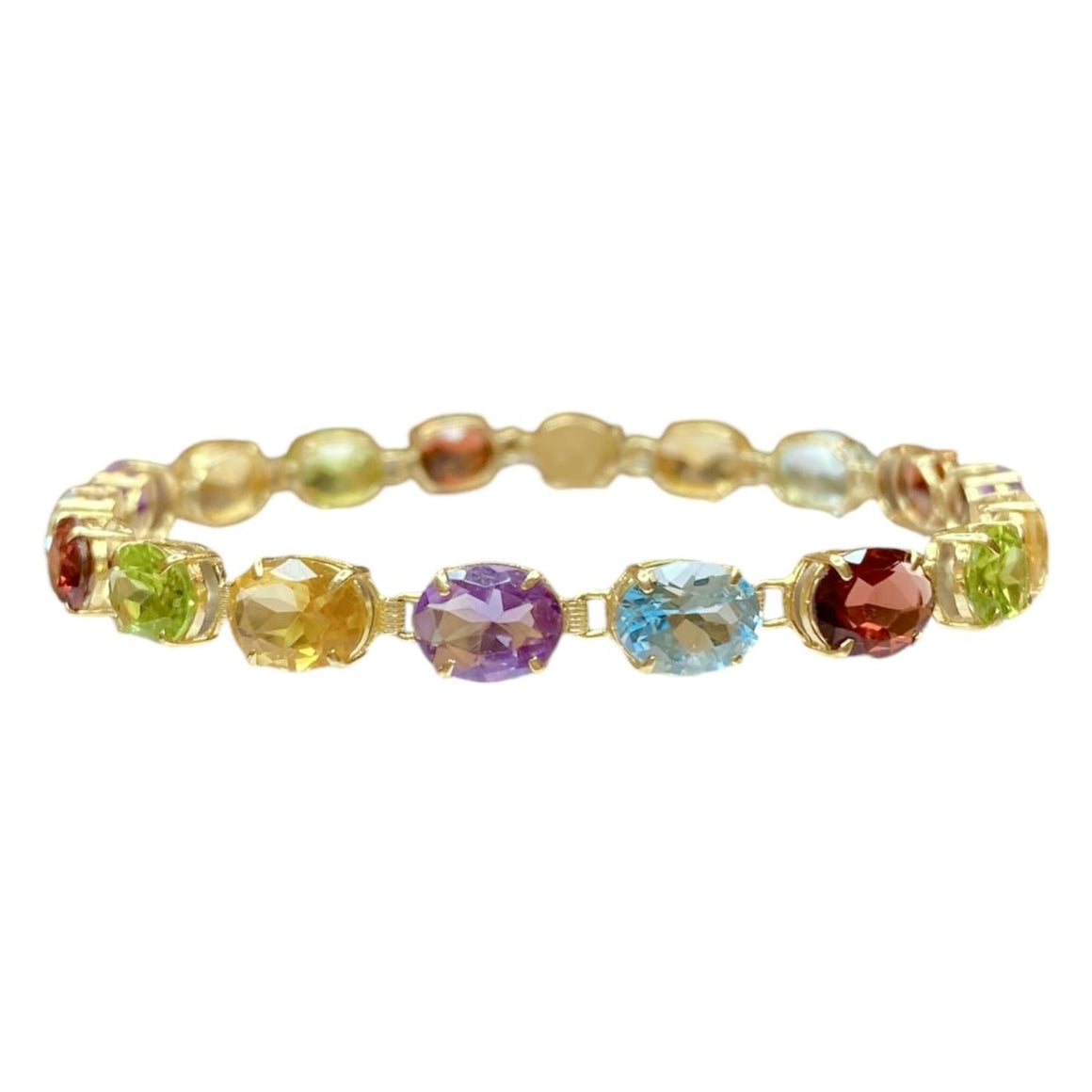 Vintage 14K Yellow Gold Multi Gemstone Bracelet