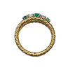 Vintage 18K Gold Emerald & Diamond Five Stone Band Ring