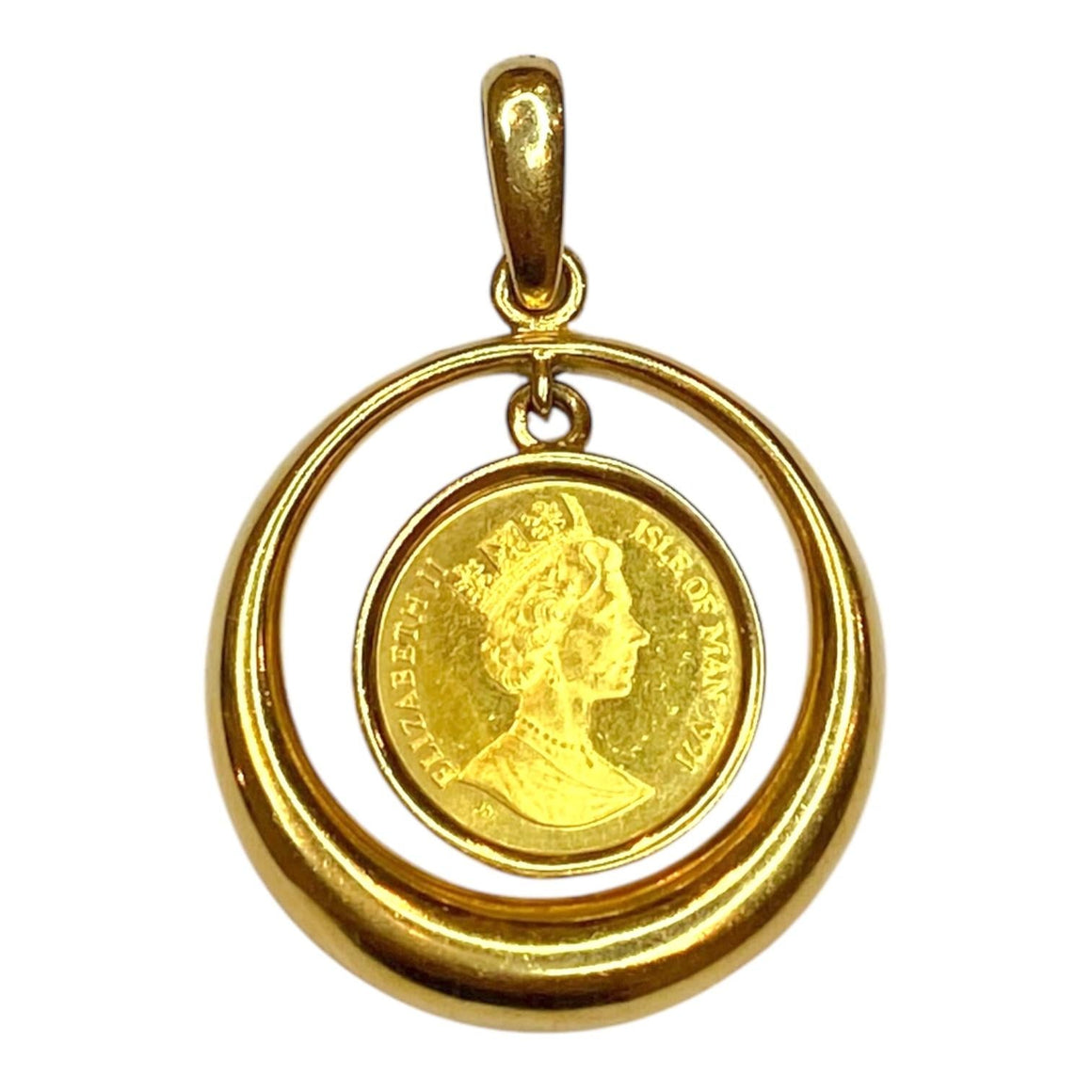 Vintage Gold Isle of Man Coin Pendant