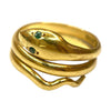 Vintage 18K Snake Ring with Emerald Eyes