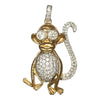 Large 14K Gold and Diamond Monkey Pendant