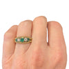 Vintage 18K Gold Emerald & Diamond Five Stone Band Ring