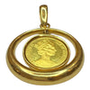 Vintage Gold Isle of Man Coin Pendant