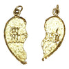 Vintage 14k Yellow Gold Mizpah Heart Pendant 2 Pieces