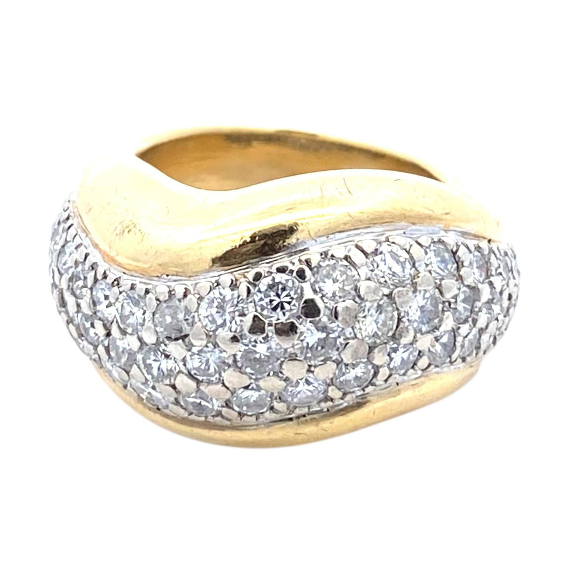 Vintage 18K Gold Pave Diamond Dome Ring