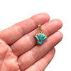 Vintage Egyptian 18K Turquoise Lotus Flower Pendant