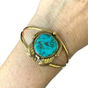 Vintage IVAN V Navajo 14K Turquoise Cuff Bracelet