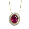 Vintage 14K Rubellite Tourmaline and Diamond Necklace