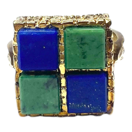 Vintage F&F Felger 14K Lapis Lazuli & Turquoise Ring