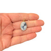 14K Gold Mother and Child Blue Agate Cameo Pendant