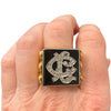 Antique 18K Gold Onyx & Diamond Large Signet Ring