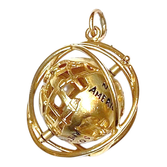 Vintage 14K Yellow Gold Globe Charm