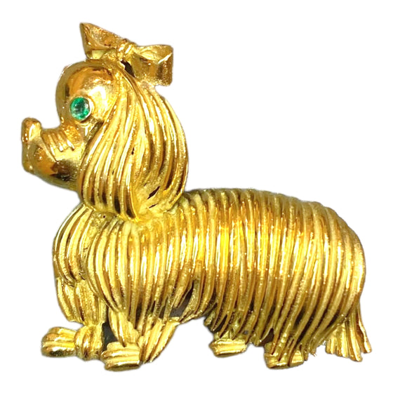 Vintage 18K Dog Brooch