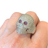 18K White Gold Diamond & Ruby Scull Ring