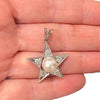 Vintage 18K White Gold Pearl & Diamond Star Pendant