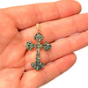 Vintage 14K Gold Inlay Opal Cross Pendant