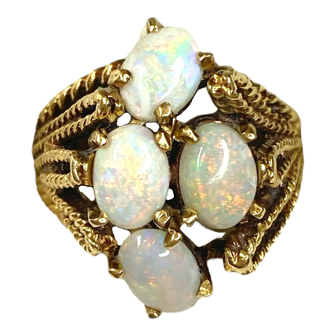 Vintage 14K Gold Opal Cluster Ring